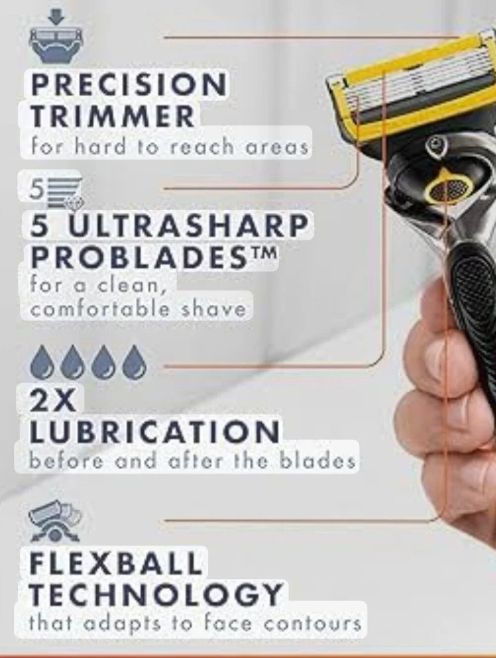Gillette Men’s ProGlide Shield Razor with 4 Replacement Heads